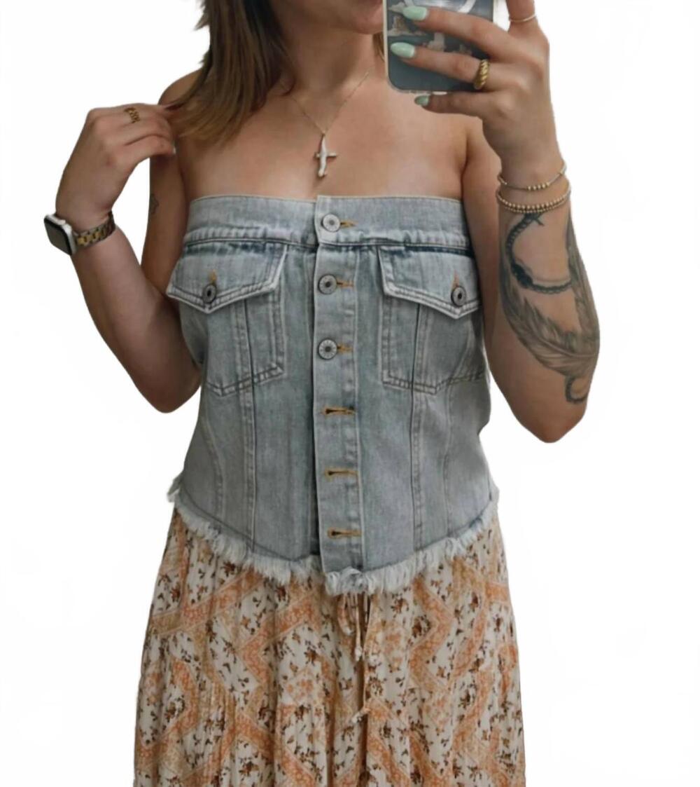 NEW MARIGOLD women's rustic rebel crop top in blue